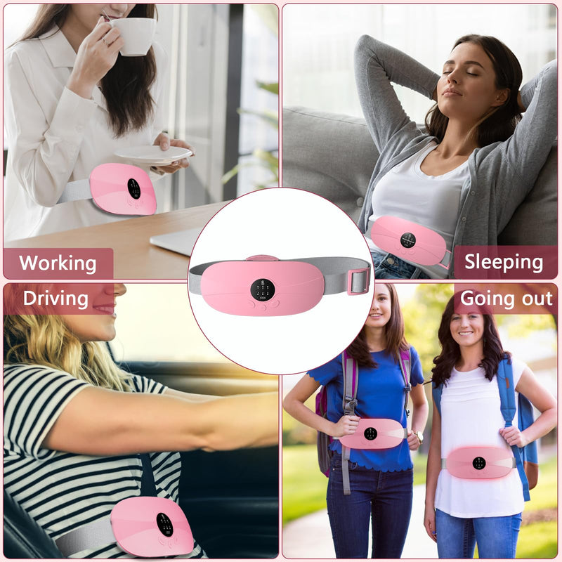 Portable Menstrual Heating Pad, KBCASE Period Cramp Heat Pad with 3 Setting Levels, Fast Heating Pad for Period Pain Relief, Electric Menstrual Belt for Stomach Back Pain Relief Women and Girl (Pink) Pink - BeesActive Australia