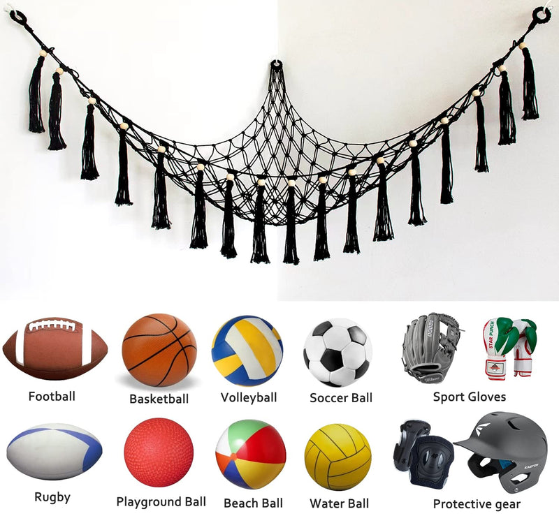 Sport Ball Storage Hammock Hanging Net for Ball Holder Rack Corner, Display Wall Storage for Soccer, Basketball, Volleyball, Rugby, Football - BeesActive Australia