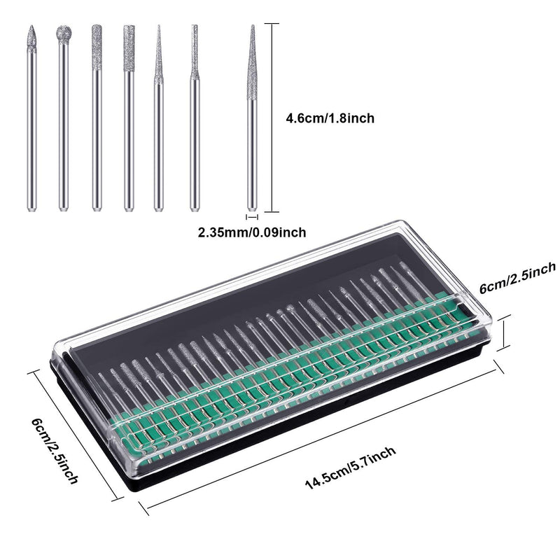 Zhehao 30 Pieces Cuticle Nail Drill Bits Set Needle/Flame/Cylinder/Cone/Ball Head 3/32 Inch Nail File Bits Fine Grits for Acrylic Gel Nails Prep, Nail Care Tools for Manicure Home Salon Use - BeesActive Australia