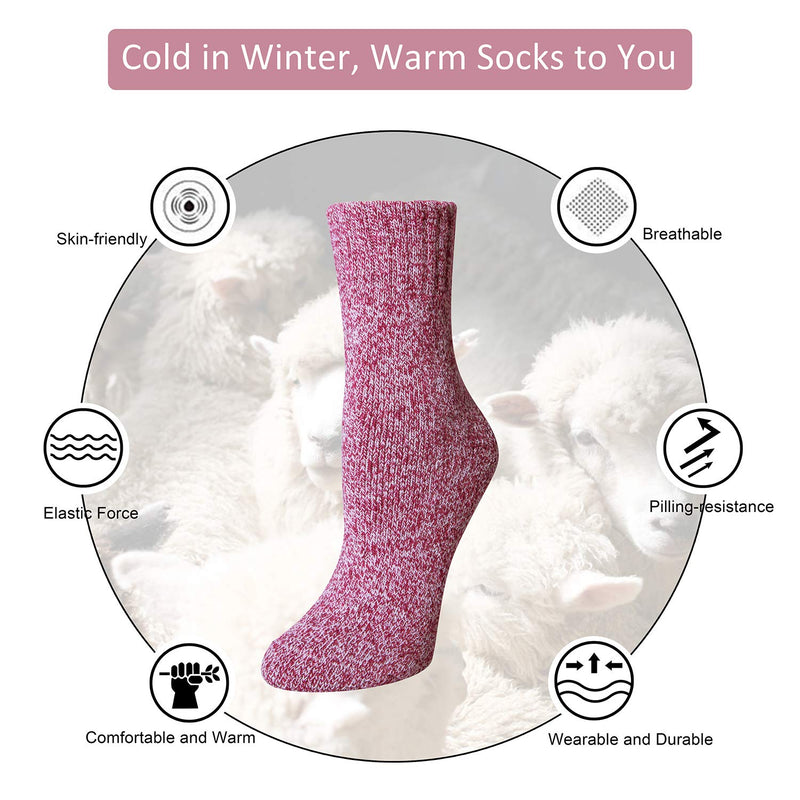 Womens Wool Socks, 5 Pairs Vintage Thick Knit Winter Warm Socks for Women Men Gifts Blue Green - BeesActive Australia