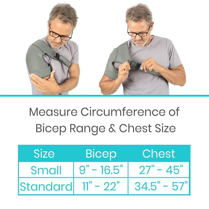Vive Shoulder Brace - Rotator Cuff Compression Support - Men, Women, Left, Right Arm Injury Prevention Stabilizer Sleeve Wrap - Immobilizer for Dislocated AC Joint, Labrum Tear Pain (Gray, Small) Gray - BeesActive Australia