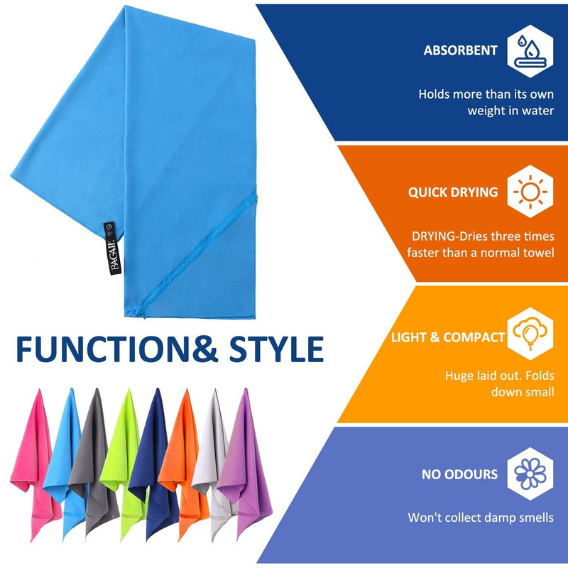 BAGAIL Basics Microfiber Camping Towels Perfect Sports & Travel & Beach Towel. Fast Drying - Super Absorbent - Ultra Compact. Suitable for Gym, Beach, Swimming, Backpacking… Blue XX-Small(12 x 24 inches) - BeesActive Australia