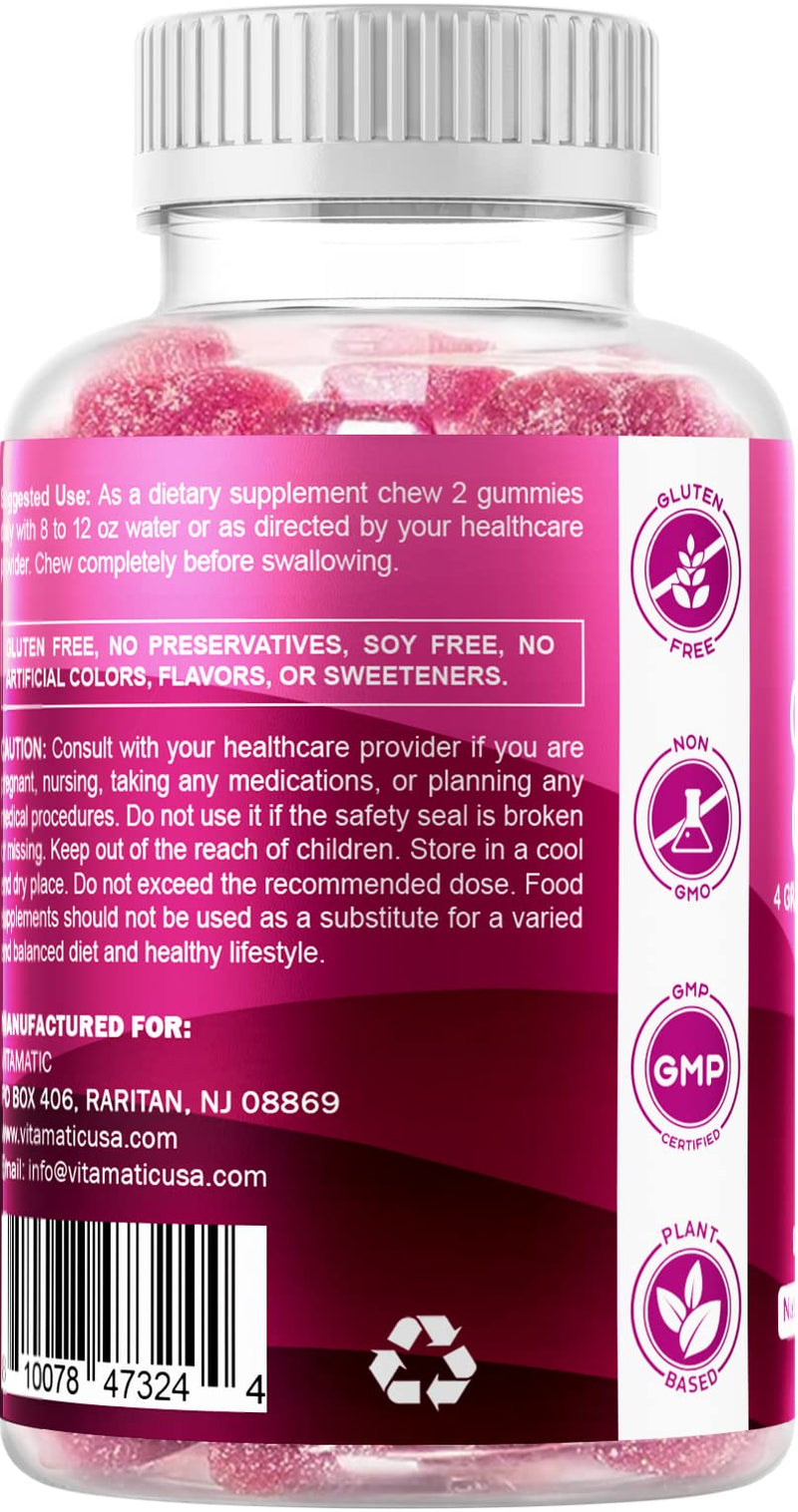 Vitamatic Glucose Chweble Gummies - 60 Count - Natural Raspberry Flavor - 4G of Carbohydrate per Serving - BeesActive Australia