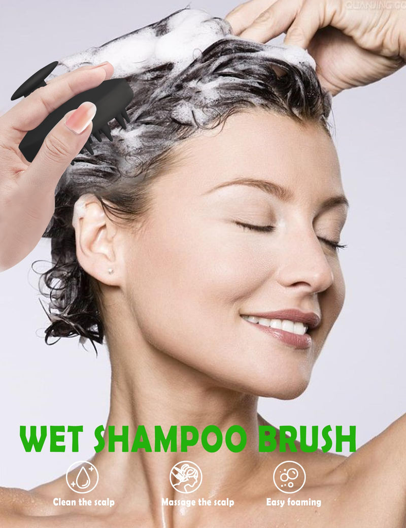 SIVLKI Scalp Massage Brush, Scalp Massager, Silicone Shampoo Brush, Scalp Massage for Exfoliating and Head Massage [Wet, Dry] to Remove Dandruff and Stimulate Hair Growth (Black) Black - BeesActive Australia