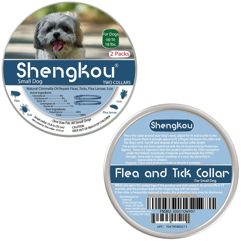 Flea and Tick Collar for Small Dog, Made with Natural Plant Based Essential Oil, Safe and Waterproof, Free Comb and Prevention Treatment Drop, 2x6 Month, 13.8 in (2 Packs) - BeesActive Australia