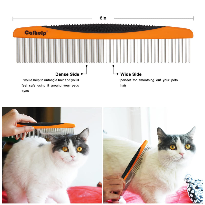 Cafhelp Metal Dog Comb, Cat Comb with Rounded and Smooth Ends Stainless Steel Teeth and Non-Slip Grip Handle, Professional Dog Grooming Tools for Removes Tangles and Knots, Greyhound Comb, Pet Comb for Long and Short Haired Dogs, Cats and Other Pets - BeesActive Australia