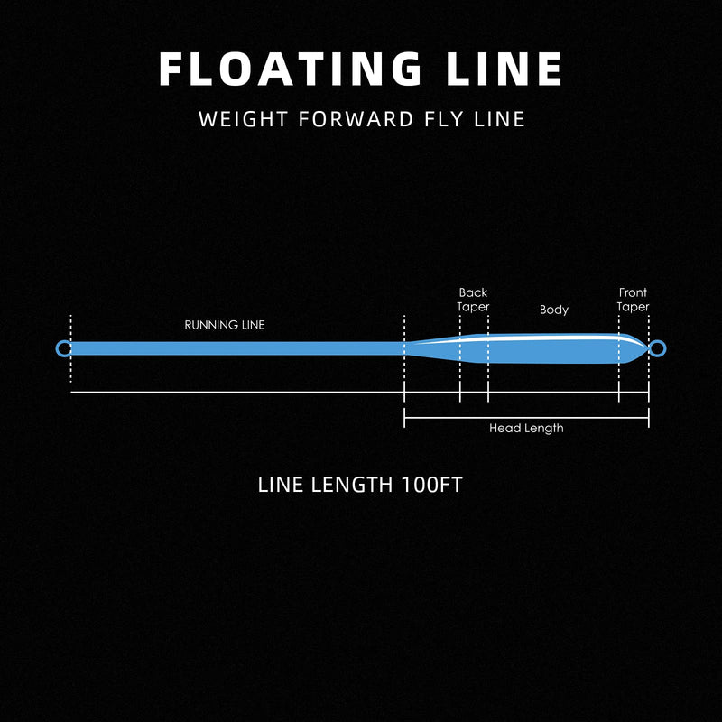 SF Fly Fishing Line Weight Forward Floating Line Welded Loop 100FT Without Spool Sky Blue-without Spool WF7F 100FT - BeesActive Australia