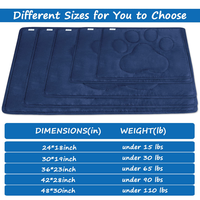 Dog Crate Mat 24/30/36/42/48 Inch, Warm & Soft Dog Bed Mat with Anti-Slip Bottom, Dark Colored to Hide Stains, Dog Kennel Pad for Sleeping, Washable Pet Mattress L（23"x 36"） navy - BeesActive Australia