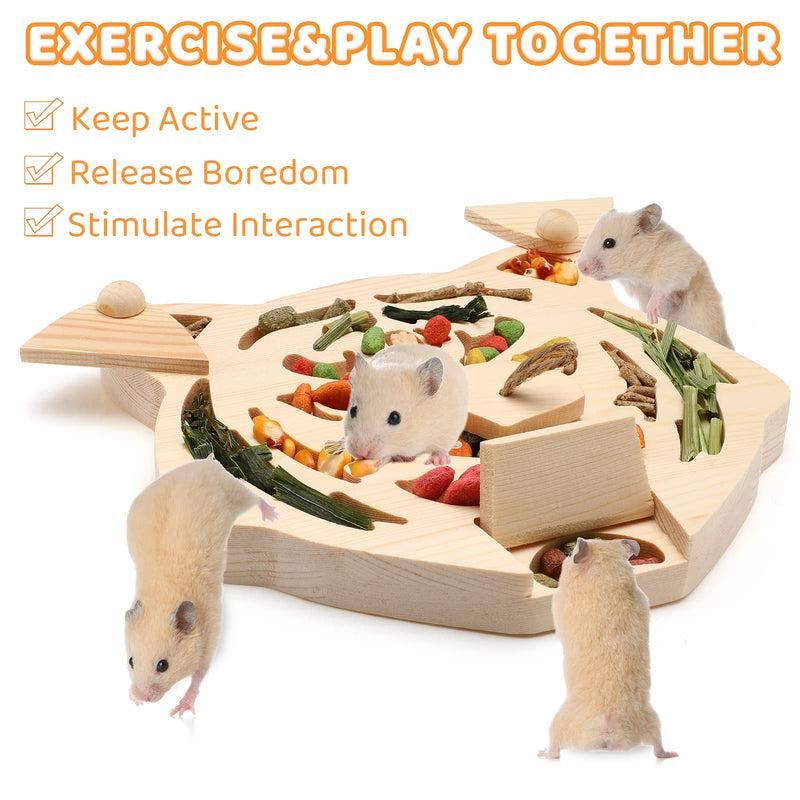 Sieral Wooden Enrichment Foraging Toy for Small Pet 7.7''x 7.1'' Interactive Hide Treats Puzzle Rabbit Toys Small Animal Toys Mental Stimulation Toys for Guinea Pig Hamster Bunny Rat Chinchilla - BeesActive Australia