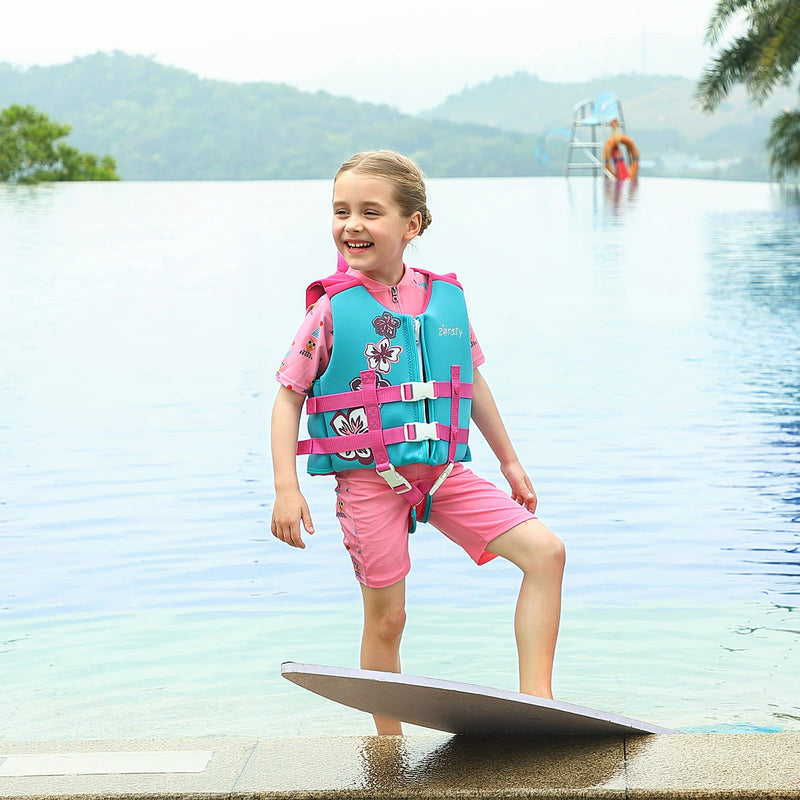 Zeraty Kids Swim Vest Life Jacket Flotation Swimming Aid for Toddlers with Adjustable Safety Strap Age 1-9 Years/22-50Lbs Pink M(Age Recommend 4-6 Years) - BeesActive Australia