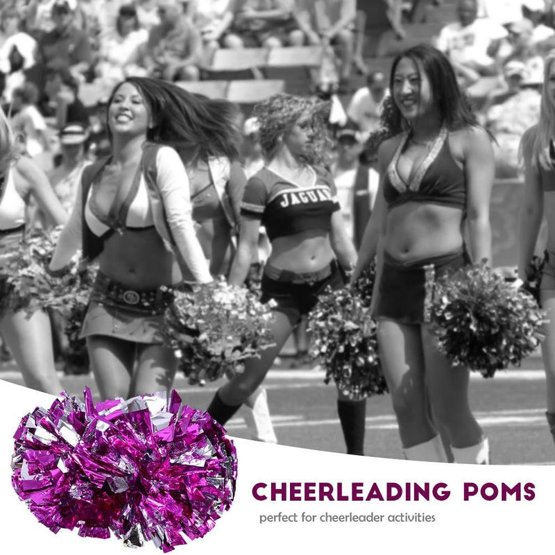 [AUSTRALIA] - VGEBY 1Pair Cheerleading Pom Poms, Plastic Cheerleader Cheer Party Sports Dance Pom for Team Spirit Cheering Rose+Silver 