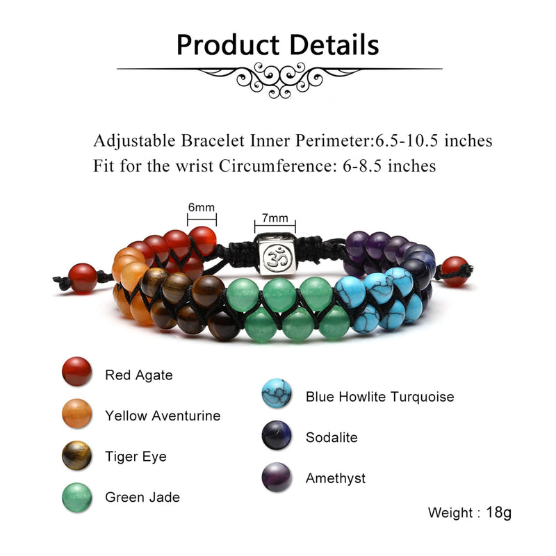 JSDDE 7 Chakra Healing Crystals Bracelet Womens Reiki Stone Rope Braided Gemstone Bracelet for Yoga Meditation Anxiety Relief - BeesActive Australia