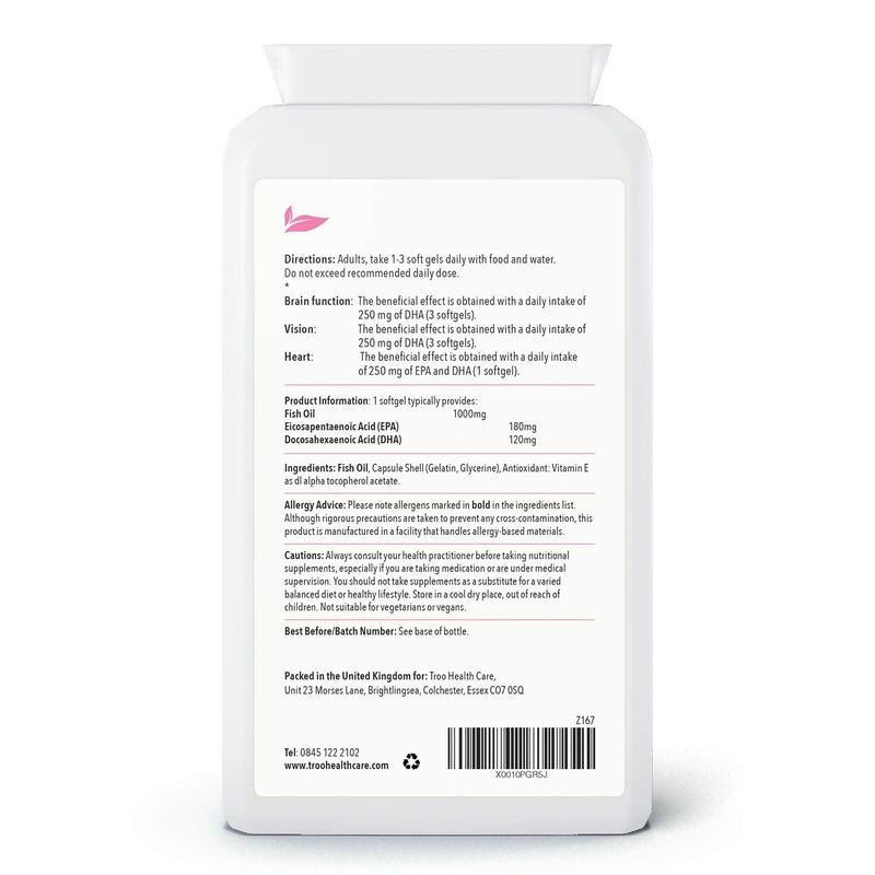 Omega 3 Fish Oils 1000mg 90 Capsules | High Strength Daily Omega 3 Fatty Acid Supplement with DHA and EPA | UK Manufactured to GMP Standards - BeesActive Australia