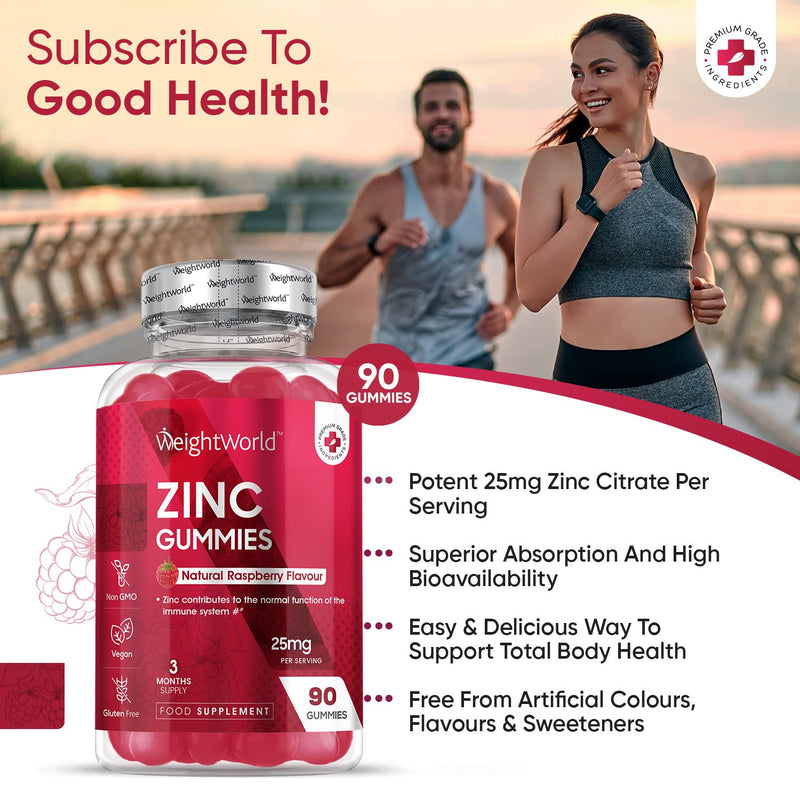 Zinc Gummies 25mg per gummy � 90 Vegan Zinc Citrate Gummies - Natural Raspberry Flavour � Better Alternative to Bitter Zinc Tablets - Immunity, Skin & Hair Gummies - Zinc Supplement For Men & Women - BeesActive Australia