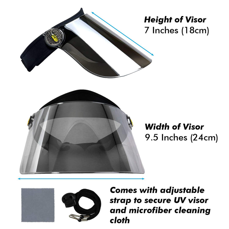 [AUSTRALIA] - Sun Visor Hat Cap UV Protection - Premium Adjustable Solar Headband Face Shield Black/Mirror 