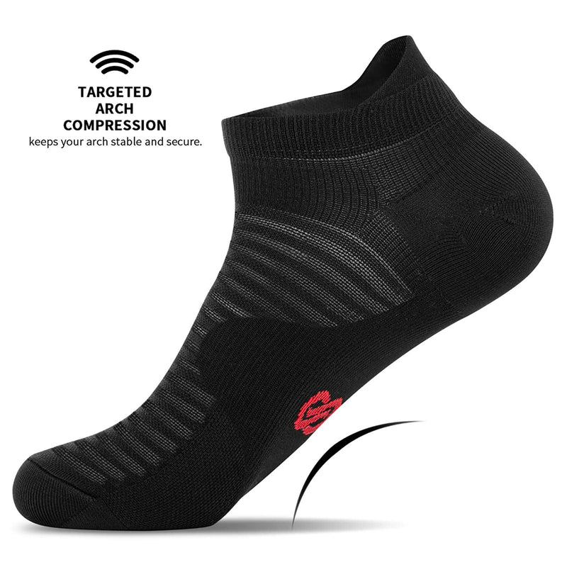 Compression Running Ankle Socks Low Cut(6 Pairs) for Men & Women Black (6 Pairs) Large-X-Large - BeesActive Australia
