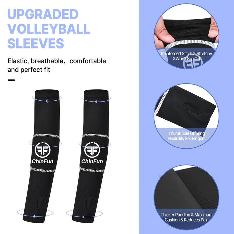 ChinFun Volleyball Arm Sleeves Passing Forearm Sleeves with Protection Pad Volleyball Gear for Youth Girls Women 1 Pair Black & White 14" - BeesActive Australia