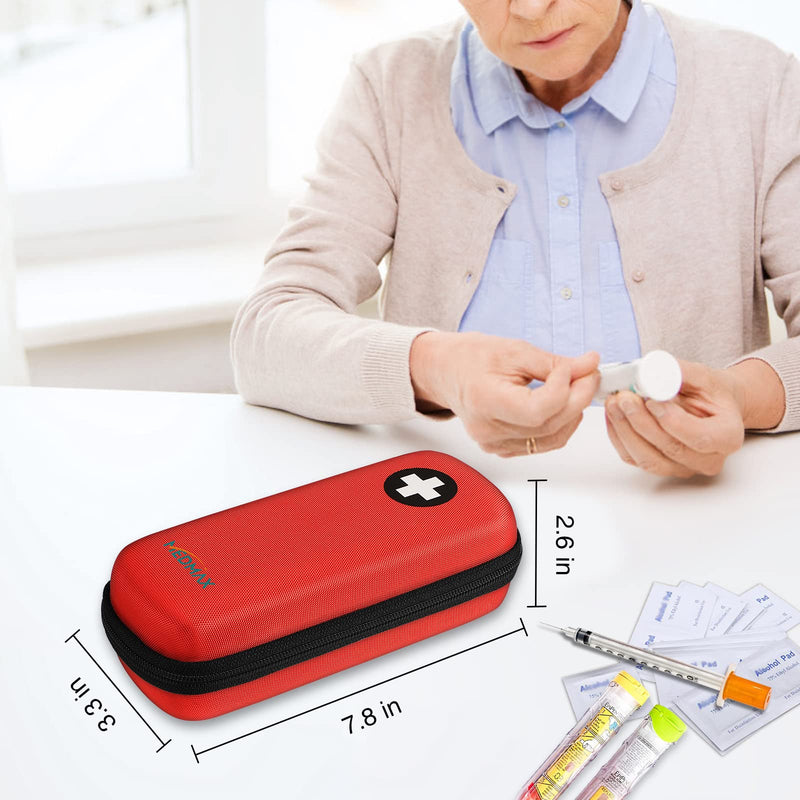 MEDMAX Epipen Medical Carrying Case, Hard Shell EVA Shock Absorption Travel Medication Organizer Bag Emergency Medical Pouch Holds 2 EpiPens, Asthma Inhaler, Auvi-Q, Allergy Medicine Essentials, (Red) Red - BeesActive Australia