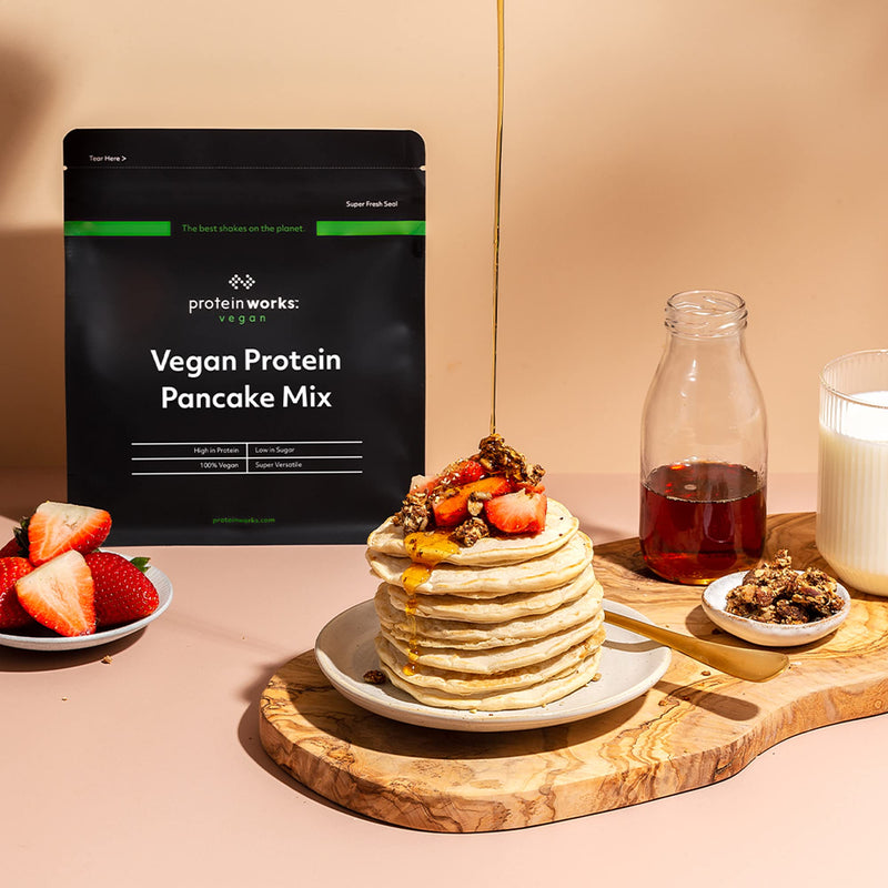 Protein Works - Vegan High Protein Pancake Mix | Low sugar & High Protein | Slow Release Carbs | High Protein Breakfast | Plant Based Breakfast | 6 Servings | Natural | 500g - BeesActive Australia
