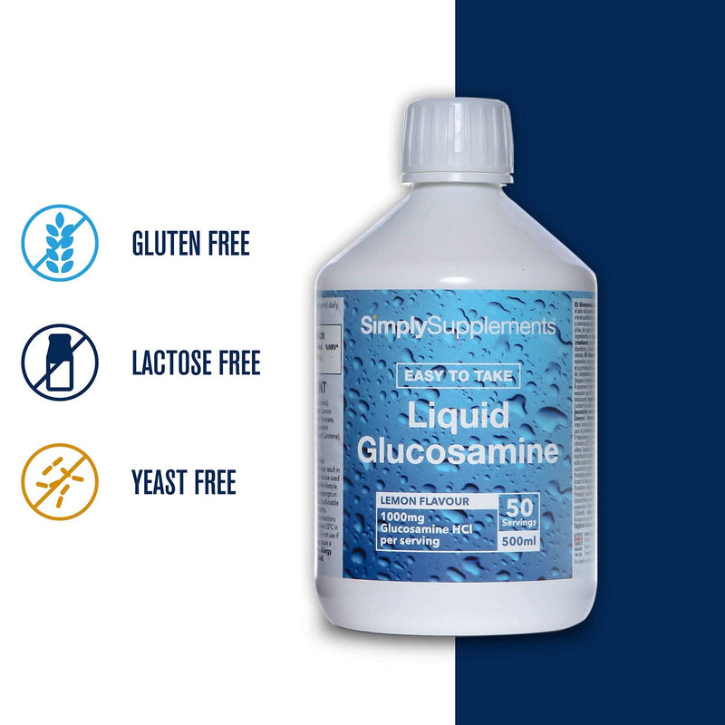 Liquid Glucosamine | Lemon Flavour | 500ml Bottle | 1000mg Glucosamine HCl Per Serving | 50 Servings - BeesActive Australia