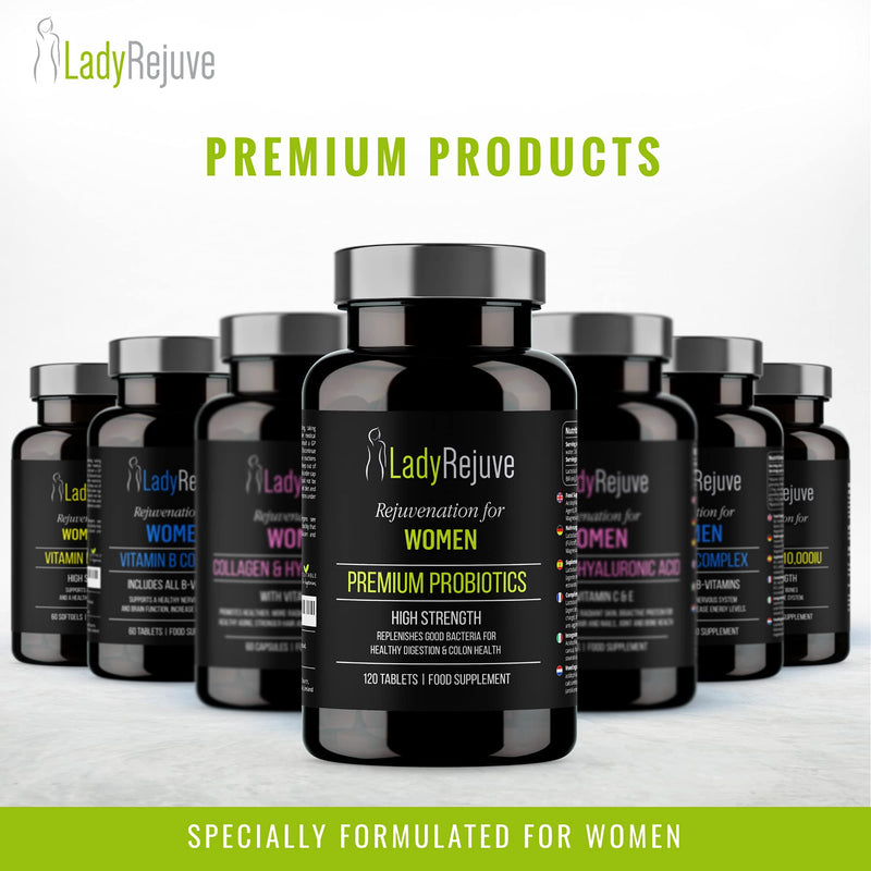 LadyRejuve Premium Probiotics | 120 Vegan Tablets | 10 Billion CFU - Specially Formulated Probiotic Supplement for Women | Supports Digestive Gut Health | Provides Constipation Relief for Adults 120 Count (Pack of 1) - BeesActive Australia