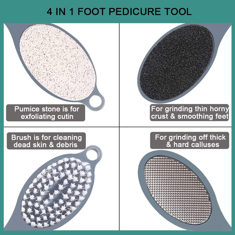 CAREHOOD Foot File Callus Remover - Multi Purpose 4 in 1 Feet Pedicure Tools with Foot Scrubber, Pumice Stone, Foot Rasp and Sand Paper for Home Foot Care (Grey Pedicure Foot File) Grey Pedicure Foot File - BeesActive Australia