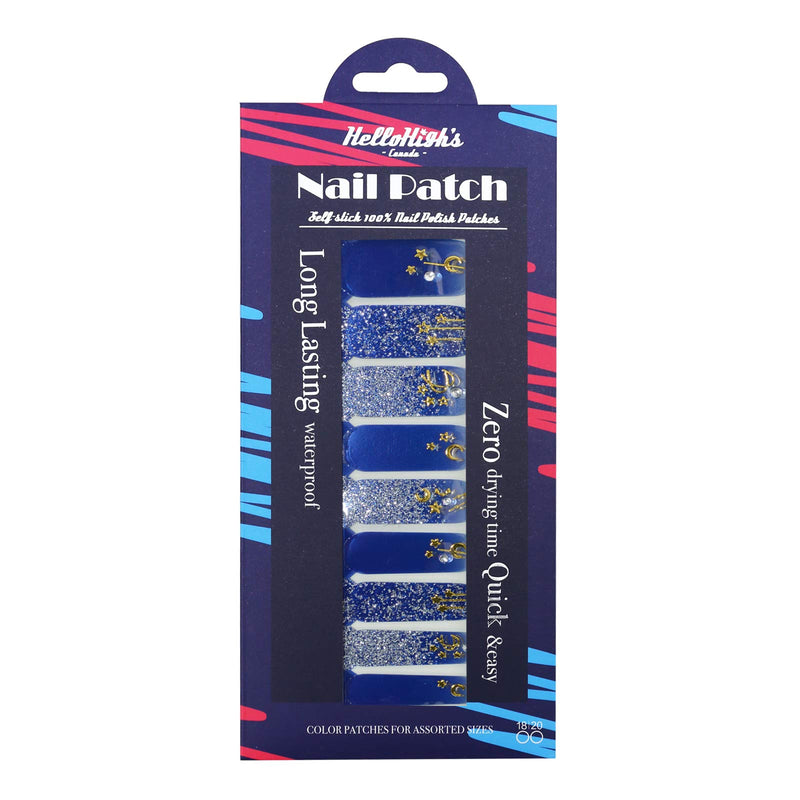 HIGH'S 20pcs Nail Stickers Nail Polish Stickers Strips Full Wraps Nail Art Adhesive Decals with Diamond Nail Art Designs for Women Girls(Neptune) Neptune - BeesActive Australia