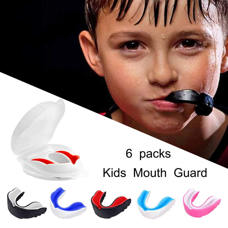 Mengdger Youth Mouth Guard Football MouthGuard Sports Kids Boys Mouthpiece Teeth Braces EVA Double Colored for MMA Boxing Rugby Kickboxing Taekwondo Softball Lacrosse(6 Pack) - BeesActive Australia