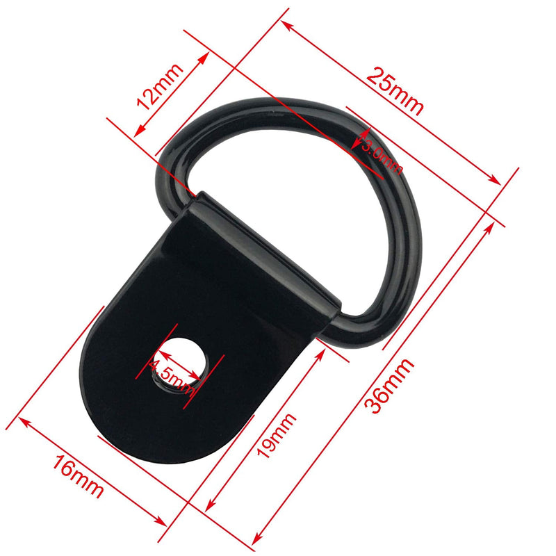 EXCELFU 30 Pack Small Steel D-Ring Tie Downs, D Rings Anchor Lashing Ring for Loads on Case Truck Cargo Trailers RV Boats, Black - BeesActive Australia