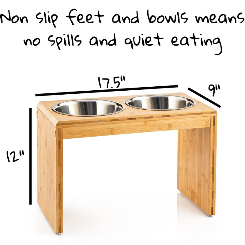 Large 12" Tall Elevated Dog & Pet Feeder- Double Bowl Raised Food & Water Stand- Includes 2 Extra Stainless Steel Bowls, 4 Bowls Total 12" - BeesActive Australia