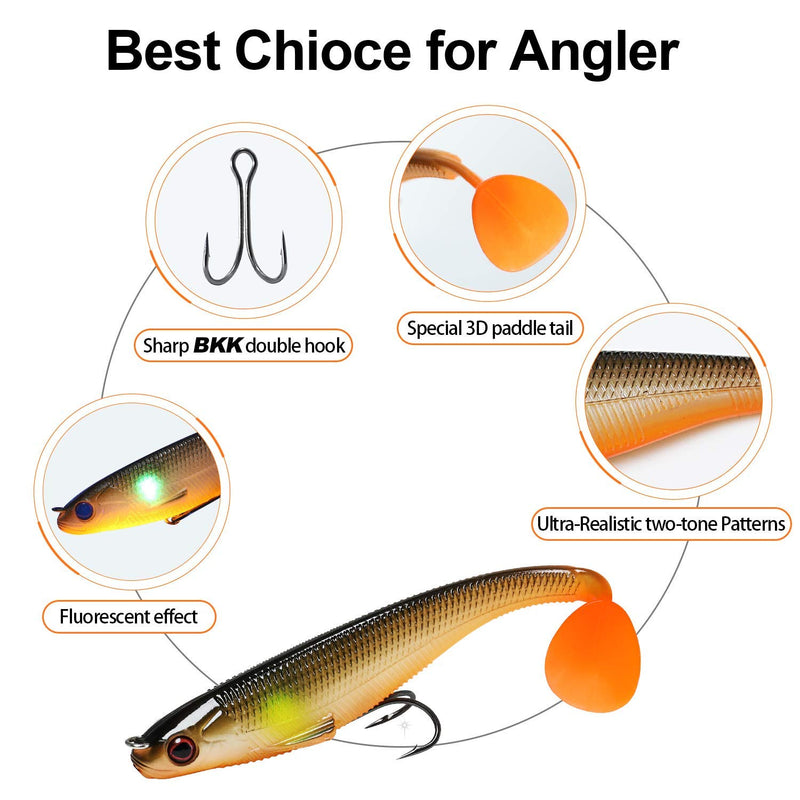 [AUSTRALIA] - TRUSCEND Power Soft Fishing Lures Pre-Rigged BKK Hook, Japan Formula, Slow Sinking, Swimming, Jerking, Freshwater or Saltwater Swimmer for Bass Trout Pike Fishing Fishing Gifts for Men A1-3.5in,5pcs 