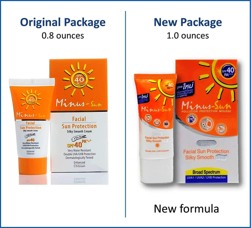 Minus (Sol) Sun SPF40 PA+++ White (New Formular x 1 Ounces) Facial Sun Protection Silky Smooth Plus with Broad Spectrum UVA1 UVA2 and UVB Protection - BeesActive Australia