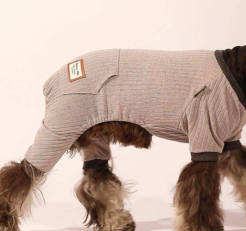 Fitwarm Lightweight Knitted Comfy Pet Clothes for Dog Pajamas PJS Coat Jumpsuit Grey Medium - BeesActive Australia