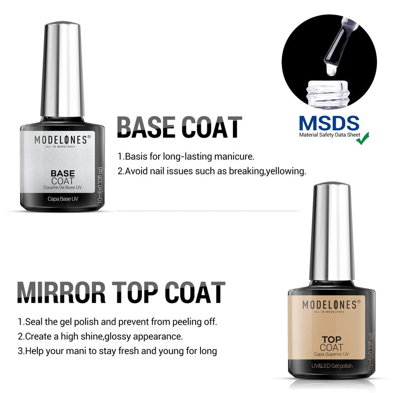 Gel Top Coat and Base Coat With Nail Primer, 3Pcs No Wipe Base and top coat Gel Nail Polish Nail Bond Primer, 10ml New Upgraded Formula Long-Lasting Gel Nail kit by Modelones clear - BeesActive Australia