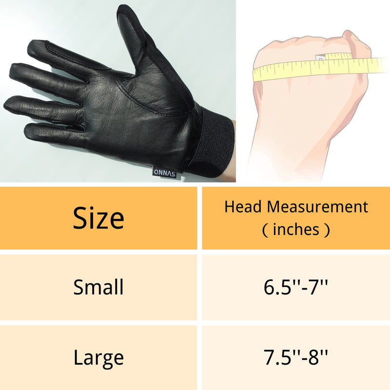 ONNAS 100% Leather Insulated Horse Riding Gloves for Women, Windproof Equestrian Riding Gloves for Ladyies, Breathable Horseback Riding Gloves for Girls Outdoor Cycling Driving Gardening Small Goat Leather Black - BeesActive Australia