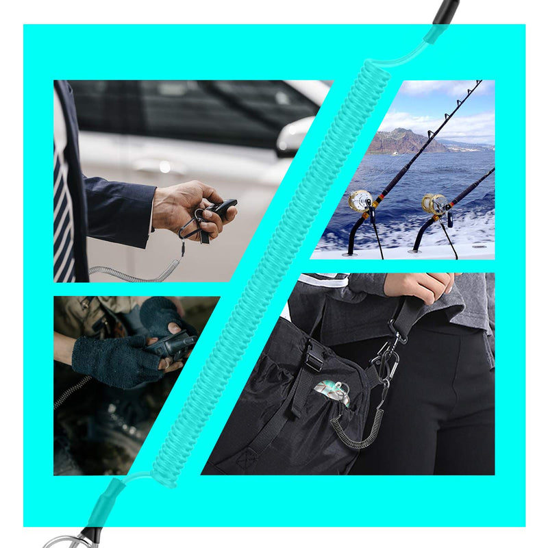 Hekodonk Spring Coil Leash Cord Safety Ropes Elastic Wrist Band with Steel Hook Keychain Ring Carabiner Black - BeesActive Australia