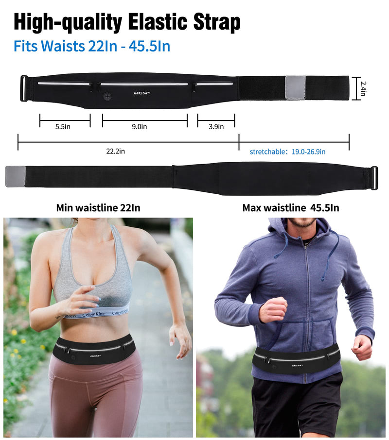 Waist Belt Pack Running Pouch Belt 3 Pocket Fanny Pack Adjustable Stretchy Sports Belt Water Resistant Cell Phone Belt for Running Fitness Travel Waist Belt with Headphone Port for Phone Up to 6.7in Black-3-Pockets - BeesActive Australia