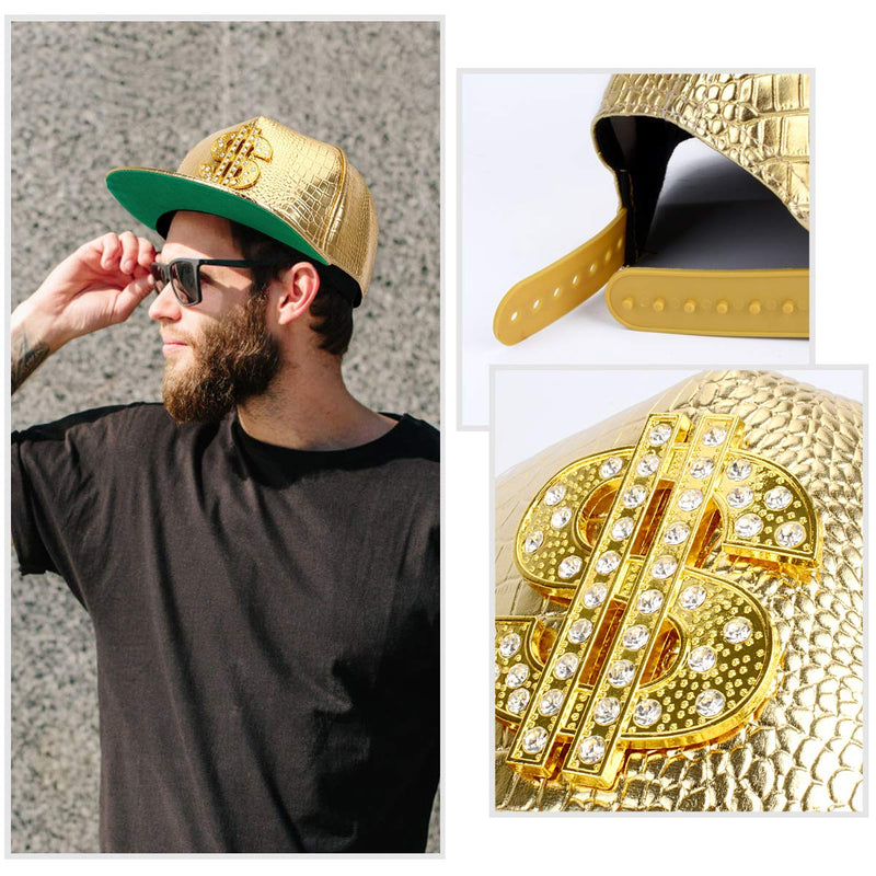 FuZhiBang NYU14 The New Crocodile Baseball caps Alloy Dollar Flat-Brimmed hat Hip-hop hat Gold - BeesActive Australia