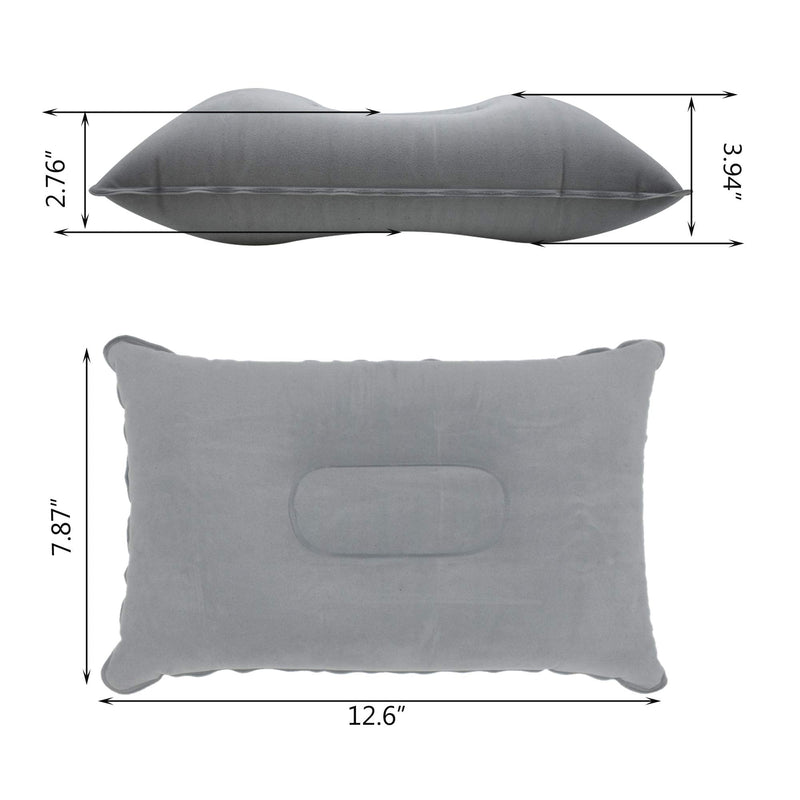 LiXiongBao 3 Pack Gray Ultralight Inflatable Pillow Small Squared Flocked Fabric Air Pillow for Hiking,Camping,Traveling,Napping,Desk Rest,Neck &Lumbar Support - BeesActive Australia