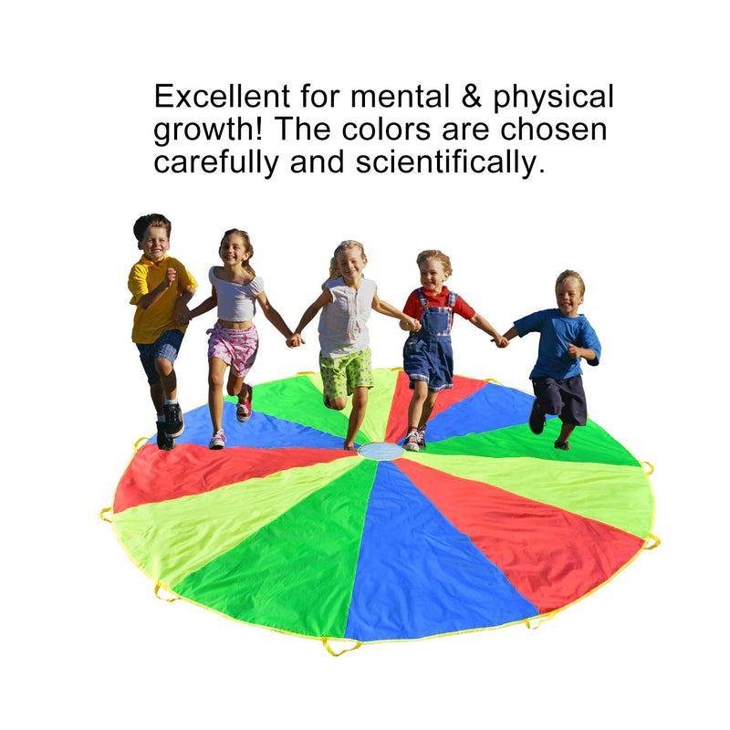 Rettebovon Parachute for Kids with 12 Handles Multi-Purpose Waterproof 12ft Play Parachute Toy Games for Team Games,You Can Also Use it for Picnic Mat and Furniture Cover - BeesActive Australia