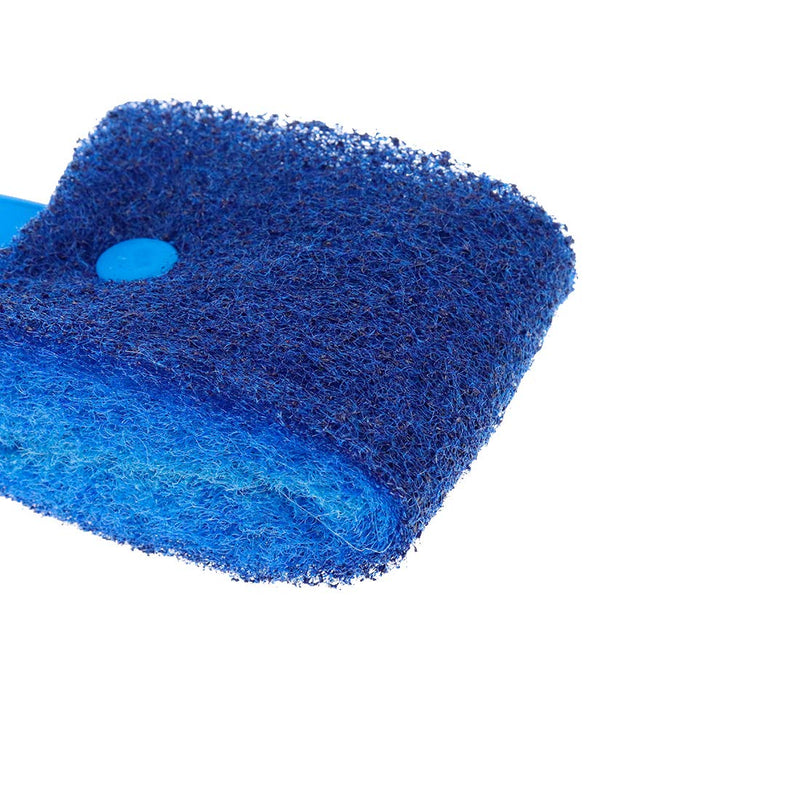 Quluxe 15.74 Inch Aquarium Algae Scraper Double Sided Sponge Brush Cleaner, Long Handle Fish Tank Scrubber for Glass Aquariums and Home Kitchen- Blue - BeesActive Australia