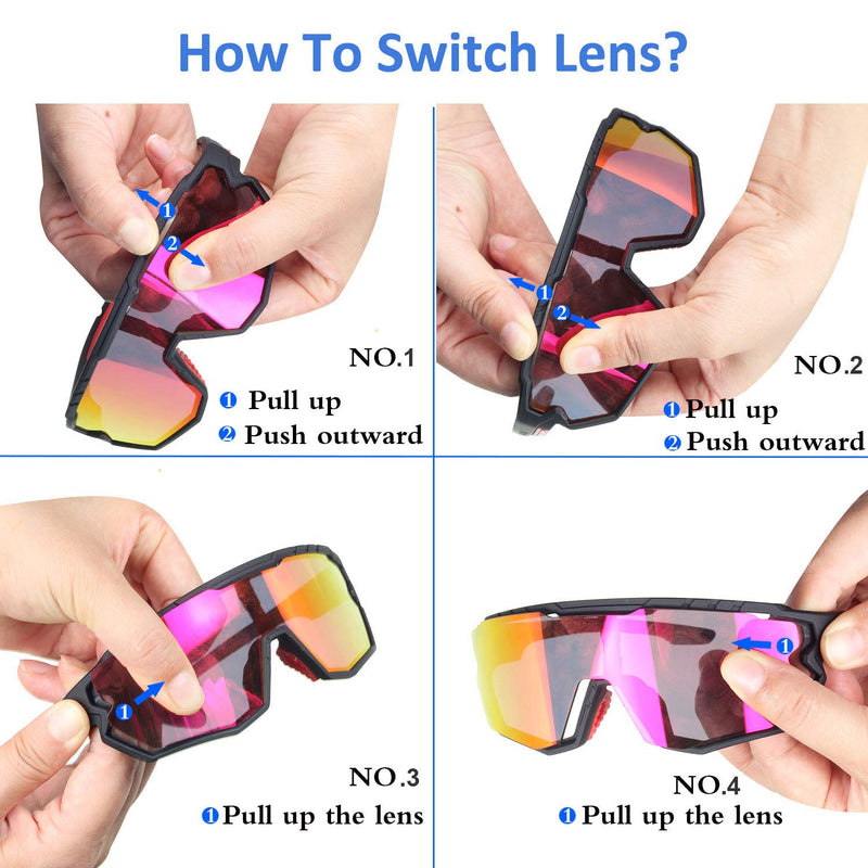 Sports Sunglasses Cycling Glasses Polarized Cycling, Baseball,Fishing, Ski Running,Golf Black Red - BeesActive Australia