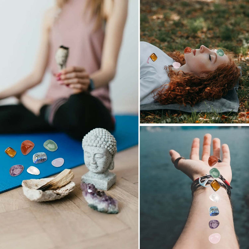 Healing Crystals Set, Chakra Healing Crystals for Beginners 7 Chakra Stone Set Natural Gemstones for Anxiety Relief Balancing Yoga Meditation and Spiritual Awakening Worry Stone Reiki Positivity Gift - BeesActive Australia