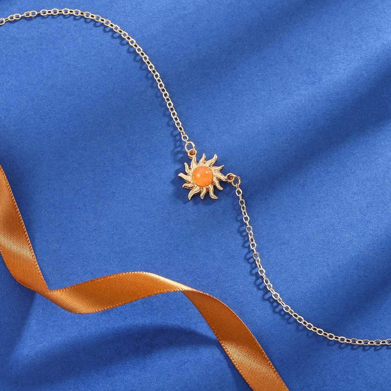 Chicque Dainty Sun Necklace Gold Long Chain Necklace Red Opal Necklaces Sunflowers Pendant Necklace Jewelry for Women and Girls - BeesActive Australia