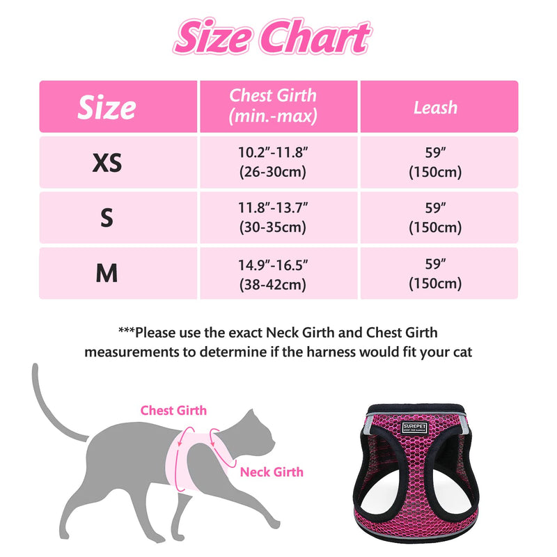 nanappice Cat Harness and Leash for Walking,Escape Proof Saft Adjustable Kitten Vest Harnesses for Cats,Easy Control Soft Breathable Reflective Strips XS Pink - BeesActive Australia