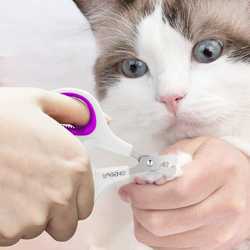 OneCut Pet Nail Clippers, Update Version Cat & Kitten Claw Nail Clippers for Trimming, Professional Pet Nail Clippers Best for a Cat, Puppy,Rabbit, Kitten & Small Dog,Sharp & Safe Purple - BeesActive Australia