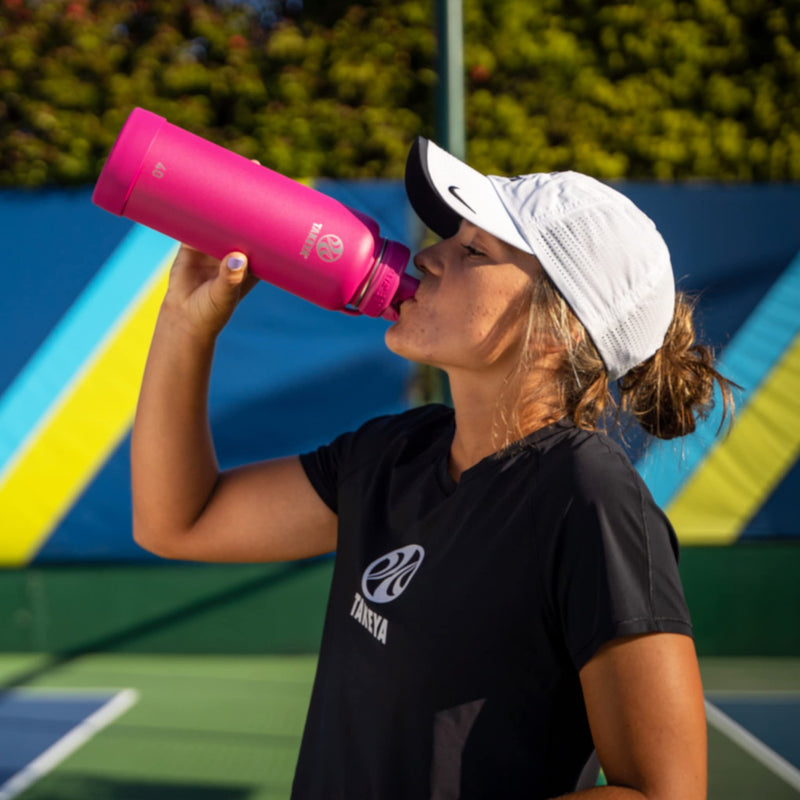 Takeya CP Signature Pickleball Insulated Water Bottle with Sport Spout Lid, 40 Ounce, Backspin Pink 40 oz - BeesActive Australia