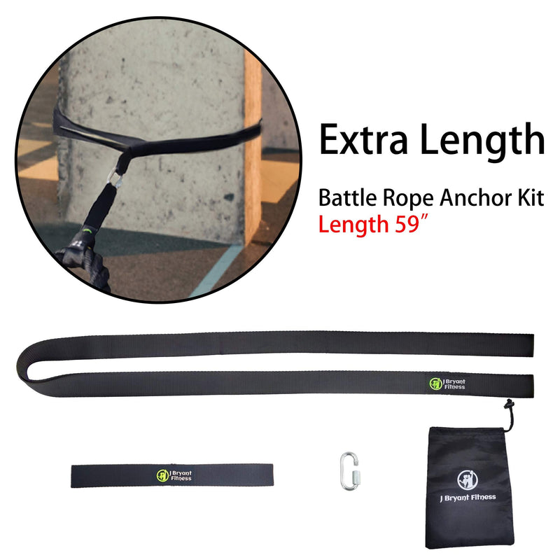 J Bryant Fitness Extra Length Outdoor Battle Rope Anchor Strap Kit Accessories Sport for Rope Easy Setup Home Gym Muscle Workout Equipment | 19" | 31" | 59" Length X-Large - BeesActive Australia