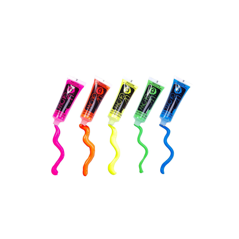 UV Glow Blacklight Neon Face and Body Paint - 0.34oz Set of 5 tubes - Fluorescent - BeesActive Australia