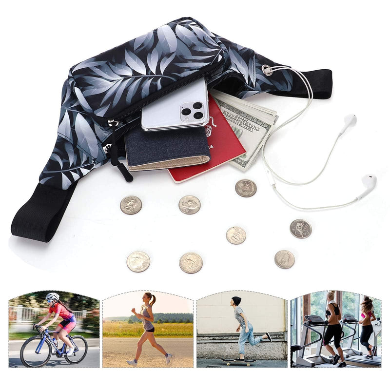 HUA ANGEL Fanny Waist Pack-Running Hiking Cycling Sport Casual Waist Bag Hip Pack Outdoor Travel Crossbody Sling Backpack for Men & Women Gradient leaves - BeesActive Australia